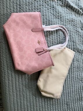 Coach Pink Signature Tote Bag with Coach Removable Insert